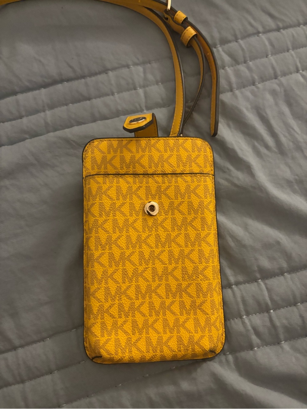 Michael Kors Mustard Yellow MK Logo Crossbody Phone Pouch